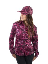 CHEMISE TIGRE ROSE A SEQUINS FEMME XL