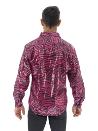 CHEMISE TIGRE ROSE A SEQUINS HOMME M