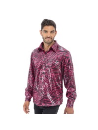 CHEMISE TIGRE ROSE A SEQUINS HOMME XL
