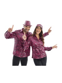 CHEMISE TIGRE ROSE A SEQUINS HOMME XXL