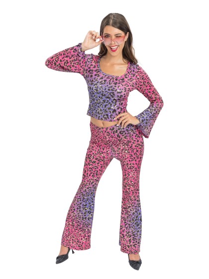 WOMAN PINK AND PURPLE LEOPARD SET L