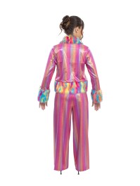 PINK IRIDESCENT COSTUME WITH NEON FAKE FUR 2 PIECES L