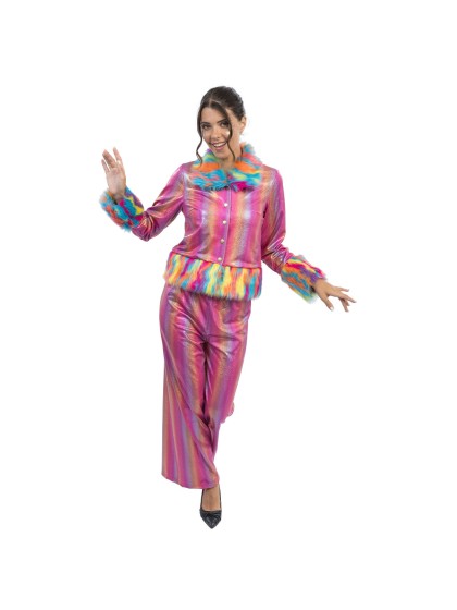 ENSEMBLE IRISE ROSE FAUSSE FOURRURE NEON 2 PIECES M