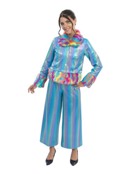 ENSEMBLE IRISE BLEU FAUSSE FOURRURE NEON 2 PIECES L