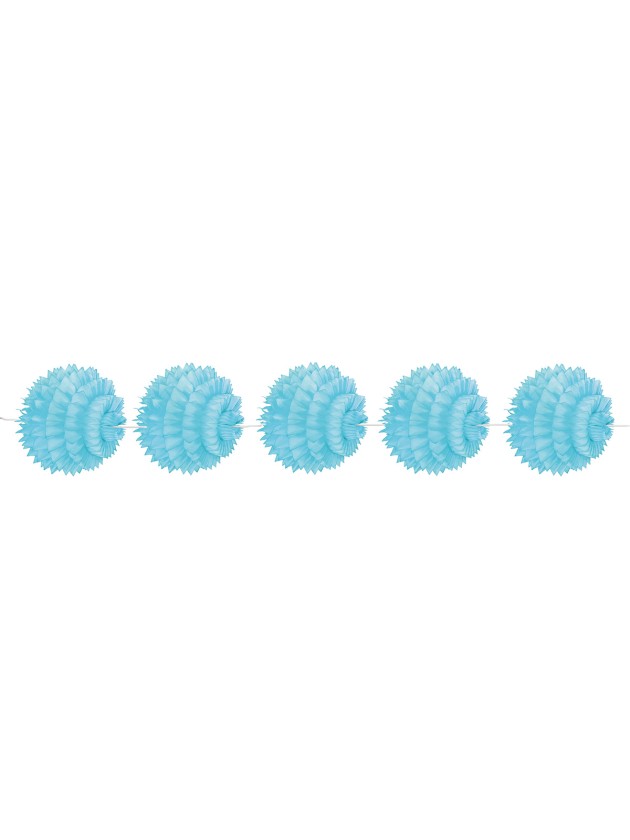 GARLAND 5 SPIKY BALLS LIGHT BLUE  DIA 10CM /150CM