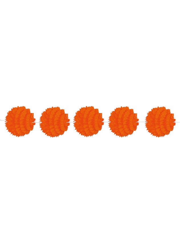 GARLAND 5 SPIKY BALLS ORANGE  DIA 10CM /150CM