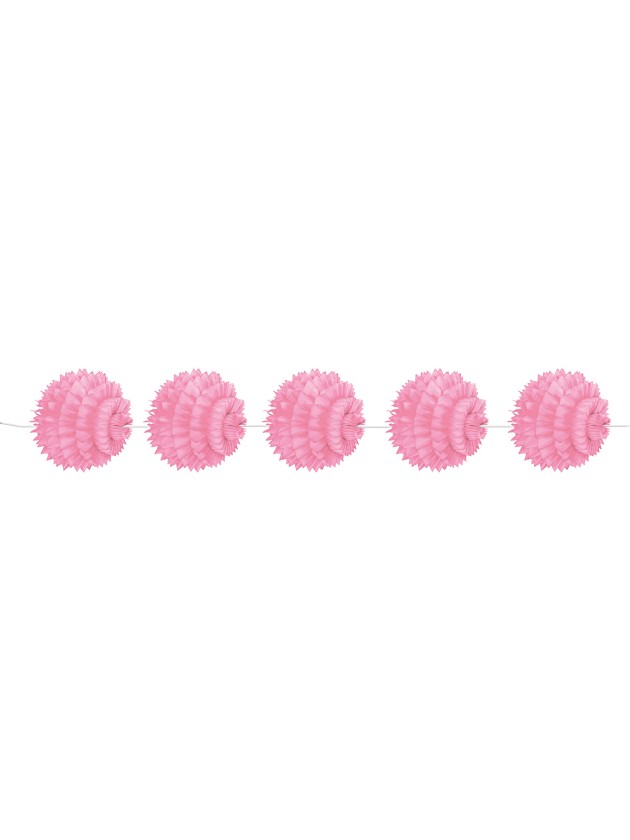 GARLAND 5 SPIKY BALLS PASTEL PINK  DIA 10CM /150CM