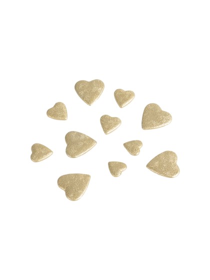 BEUTEL 50 G HERZEN 3D DISP GOLD 2CM/1.5CM