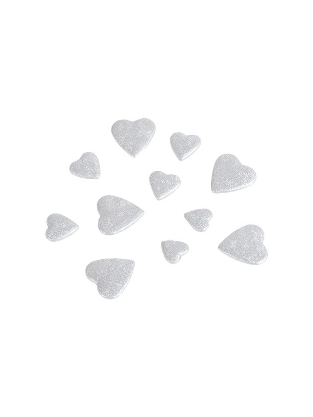 BAG OF 50GR 3D HEARTS TO DISPERSE SILVER 