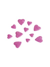 BEUTEL 50 G HERZEN 3D DISP FUCHSIA 2CM/1.5CM