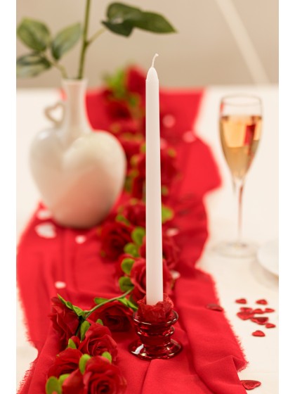 RED GLASS CANDLE HOLDER DIA 6CM X 4CM