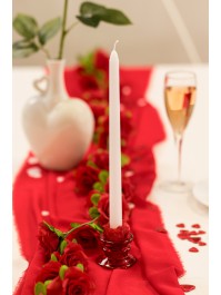 RED GLASS CANDLE HOLDER DIA 6CM X 4CM