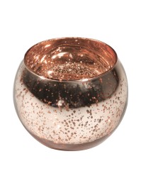 BOUGEOIR BOULE OR ROSE METAL 10CM X 8CM