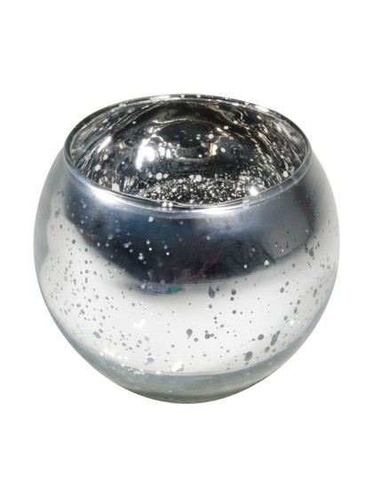 KERZENHALTER KUGEL SILBER METALL 10CM X 8CM