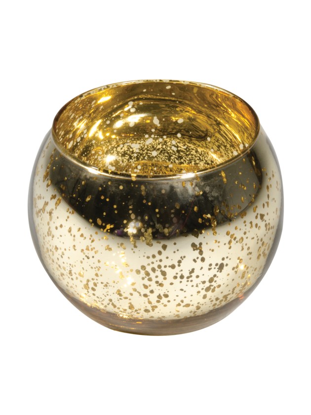 KERZENHALTER KUGEL GOLD METALL 10CM X 8CM