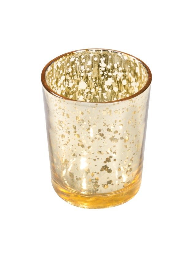 GOLD GLASS METAL CANDLE HOLDER 5.5CM X 6.7CM