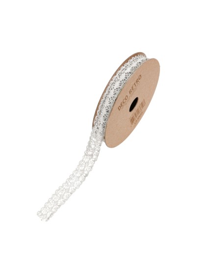 WHITE COTTON LACE RIBBON 1CM X 2M