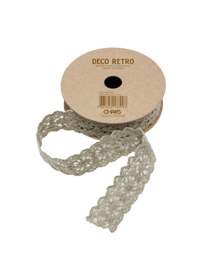 BAND BAUMWOLLE SPITZE TAUPE 2CM X 2M