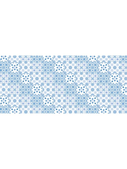 ROMANCE BLUE SQUARES TABLE RUNNER 30CM X 5M