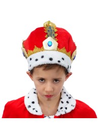 KRONE EMPEREUR IN SAMT ROT UND GOLD KIND Einheitsgröße