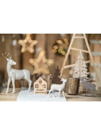 WOODEN HOUSE W/ LEDS 9CM X 3.5CM X 12CM