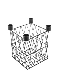 BOUGEOIR CARRE METAL NOIR 19CM X 19CM X 23CM
