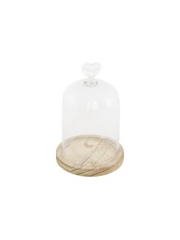 GLOCKE GLAS AUF HOLZSTÄNDER DIA 11CM X 16CM