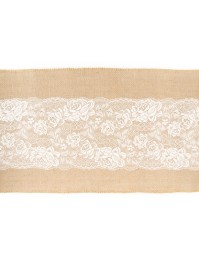 TISCHLÄUFER JUTE NATUR SPITZE WEISS 28CM X 3M