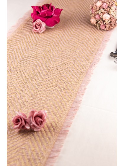 TISCHLÄUFER JUTE CHEVRONS NATUREL/ROSE FRANSEN 29CM X 3M