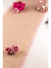 TISCHLÄUFER JUTE CHEVRONS NATUREL/ROSE FRANSEN 29CM X 3M