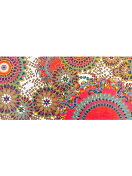 LINEN WHEEL/PEACOCK TABLE RUNNER 28CM X 3M