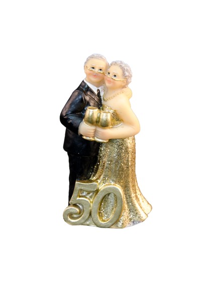 RESIN COUPLE GOLDEN WEDDING 4.6CM X 3.2CM X 8.6CM