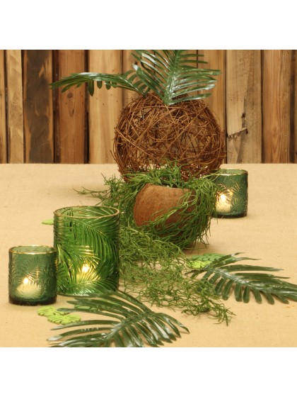 WINDLICHT GLAS BLATT RELIEF DIA 10CM X 12.5CM