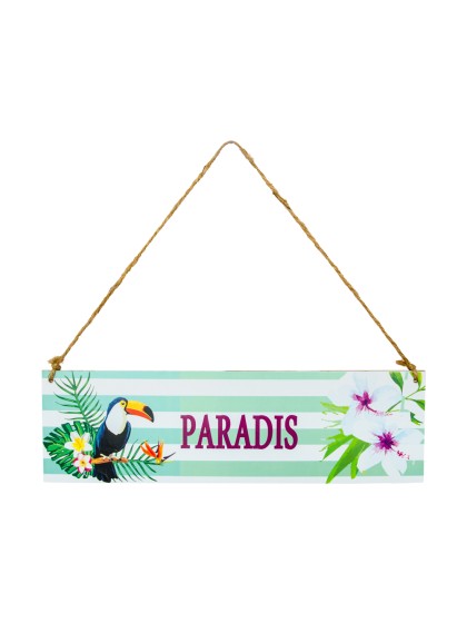 WOODEN SIGN PARADIS 34CM X 0.5CM X 10CM