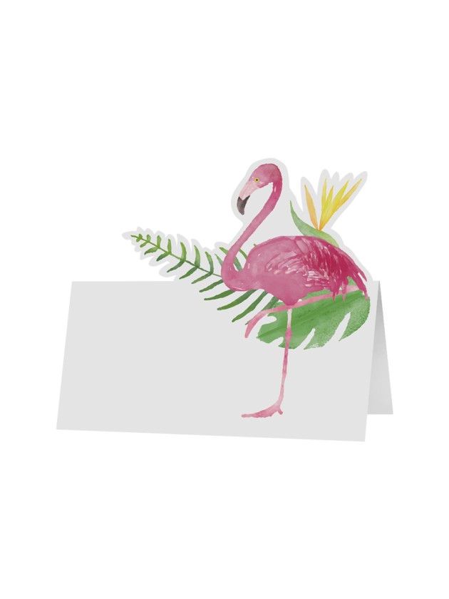 SET 6 TABLE PLACE CARDS PINK FLAMINGO 8CM X 8CM