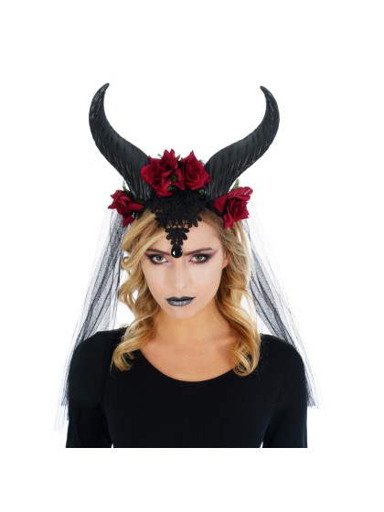 HEADBAND HORNS/FLOWERS + LACE 