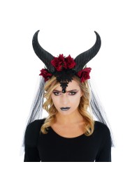 HEADBAND HORNS/FLOWERS + LACE 