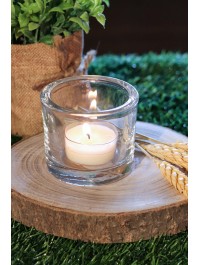 KERZENHALTER GLAS RUND TRANSPARENT DIA 6.5CM X 5.7CM