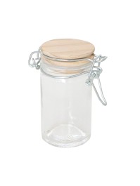 BEHÄLTER GLAS MIT DECKEL HOLZ DIA 4.5CM X 9CM