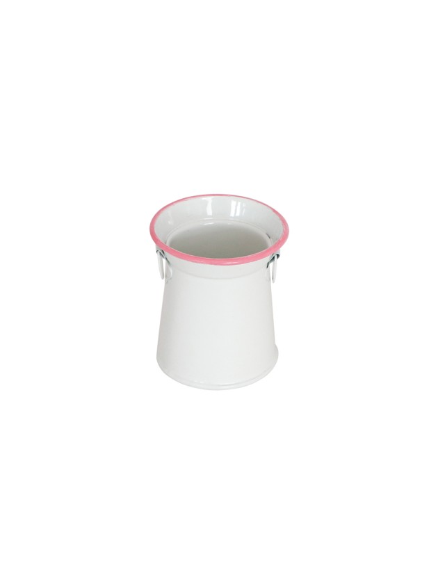 MINI POT A LAIT METAL BLANC/ROSE  DIA 6CM X 6CM HT