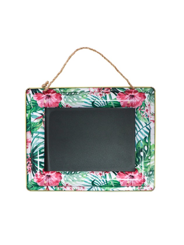 METAL SLATE TROPCIAL FLOWERS TO HANG 30.5CM X 24.5CM X 1.5CM