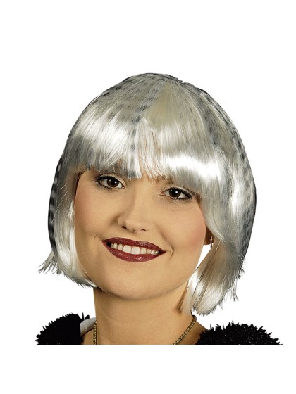 PERRUQUE CARRE BLANC ZEBRE 