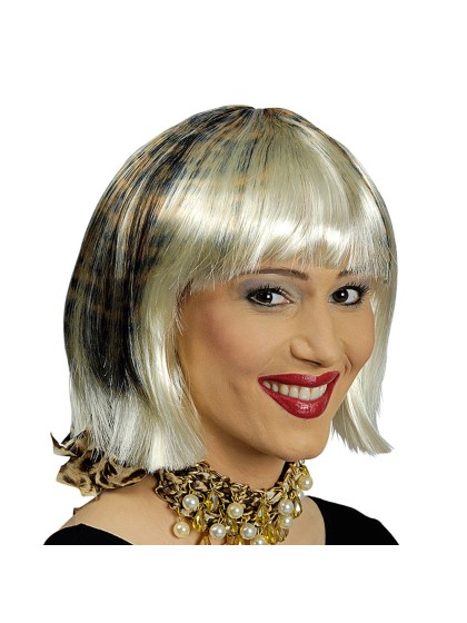 PERÜCKE QUADRATISCH BLOND PLATIN LEOPARD 