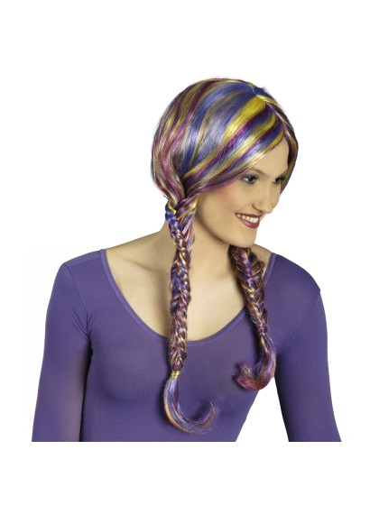 PERRUQUE ARABELLA VIOLETTE MAGENTA JAUNE 