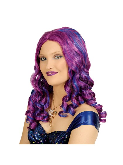 PERRUQUE JOY MAGENTA AUX MECHES BLEUES 