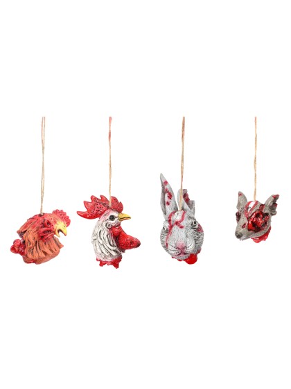ANIMAL HEAD TO HANG RABBIT/ROOSTER/MOUSE/HEN - 4 ASS AROUND 12CM X 10CM