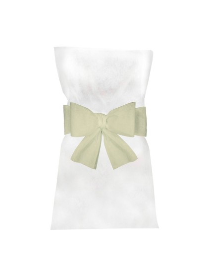 6 IVORY BOWS FOR CHAIR COVERS 19CM X 3M