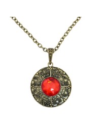 COLLIER VAMPIRE PIERRE ROUGE PENDENTIF DIA 5.5CM / CHAINE 70CM