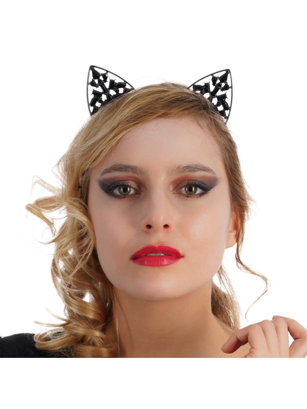 SERRE TETE METAL CHAT STRASS 