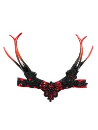 KOPFSCHMUCK GOTHIQUE ROT SCHWARZ MIT HÖRNER 